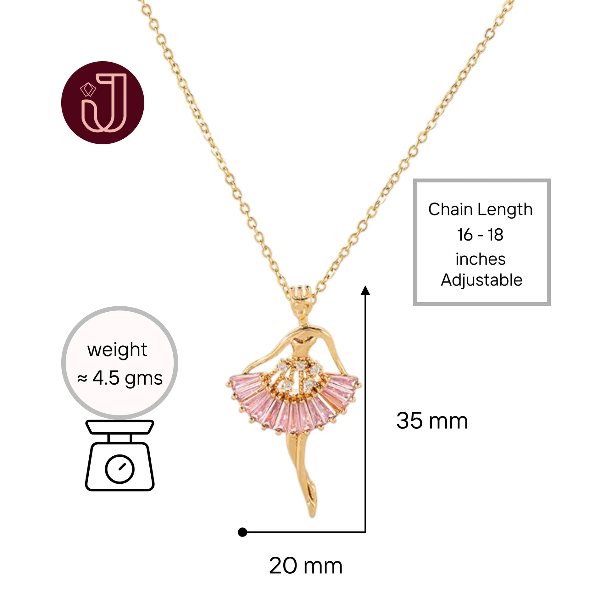 Ballerina Dancing Girl Necklace