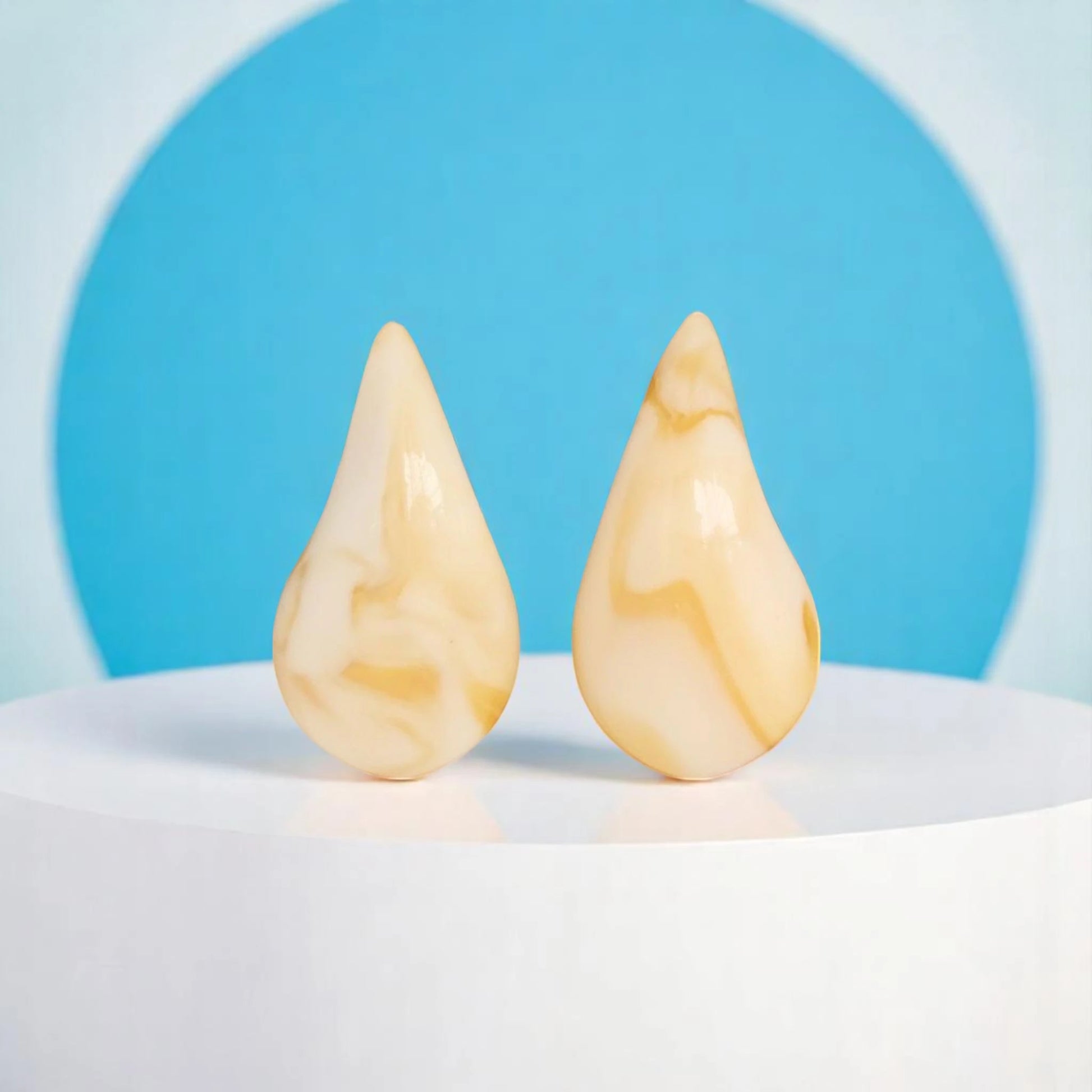 Beige Teardrop Earrings