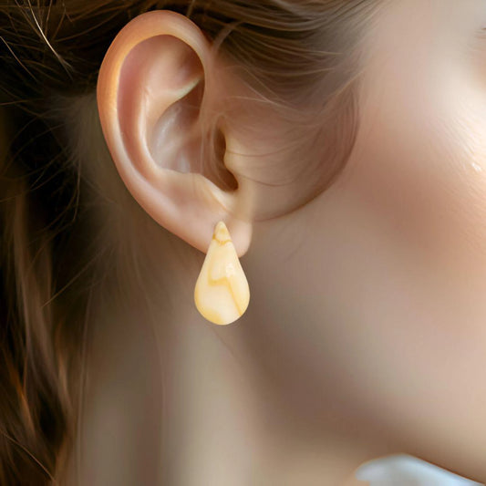 Beige Teardrop Earrings