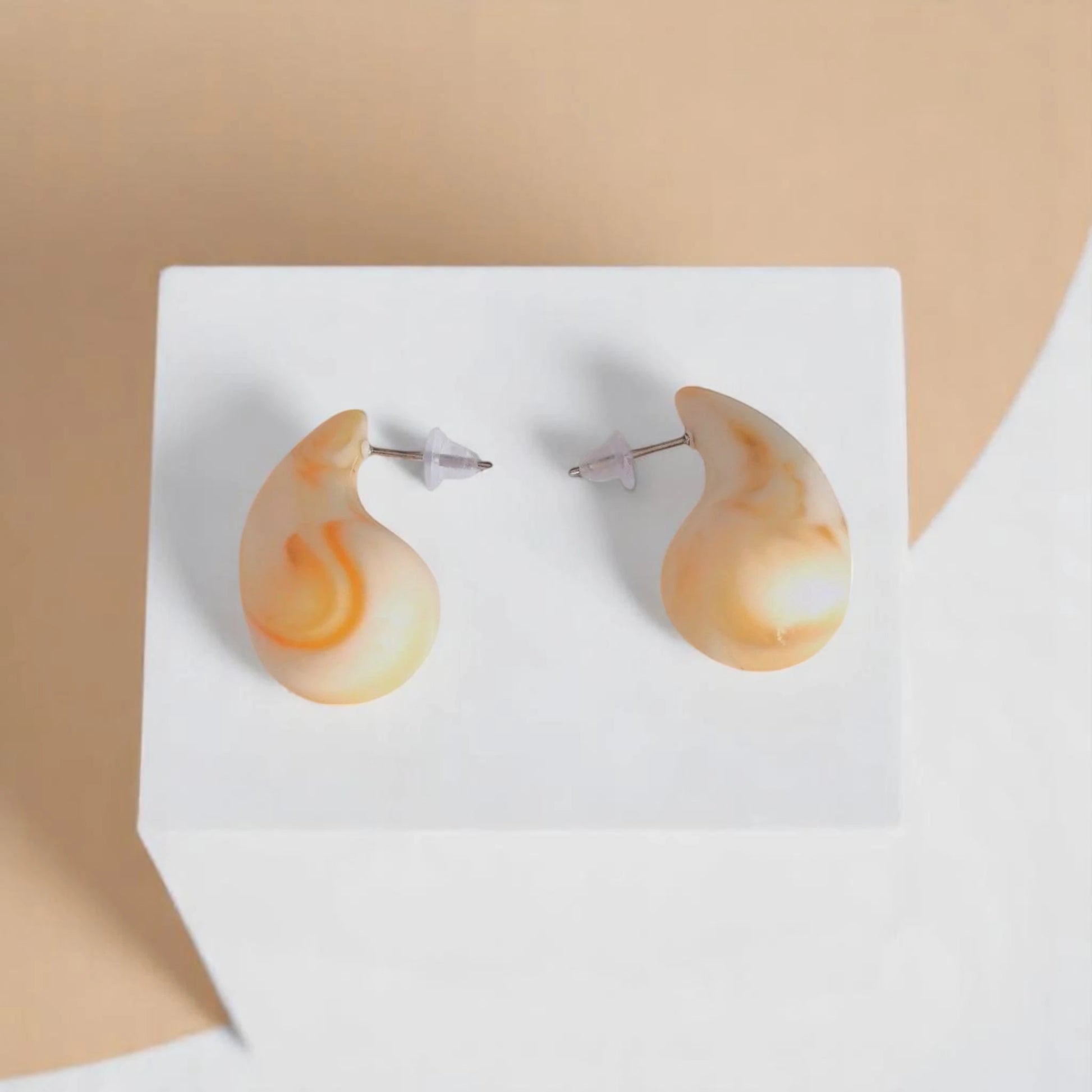 Beige Teardrop Earrings