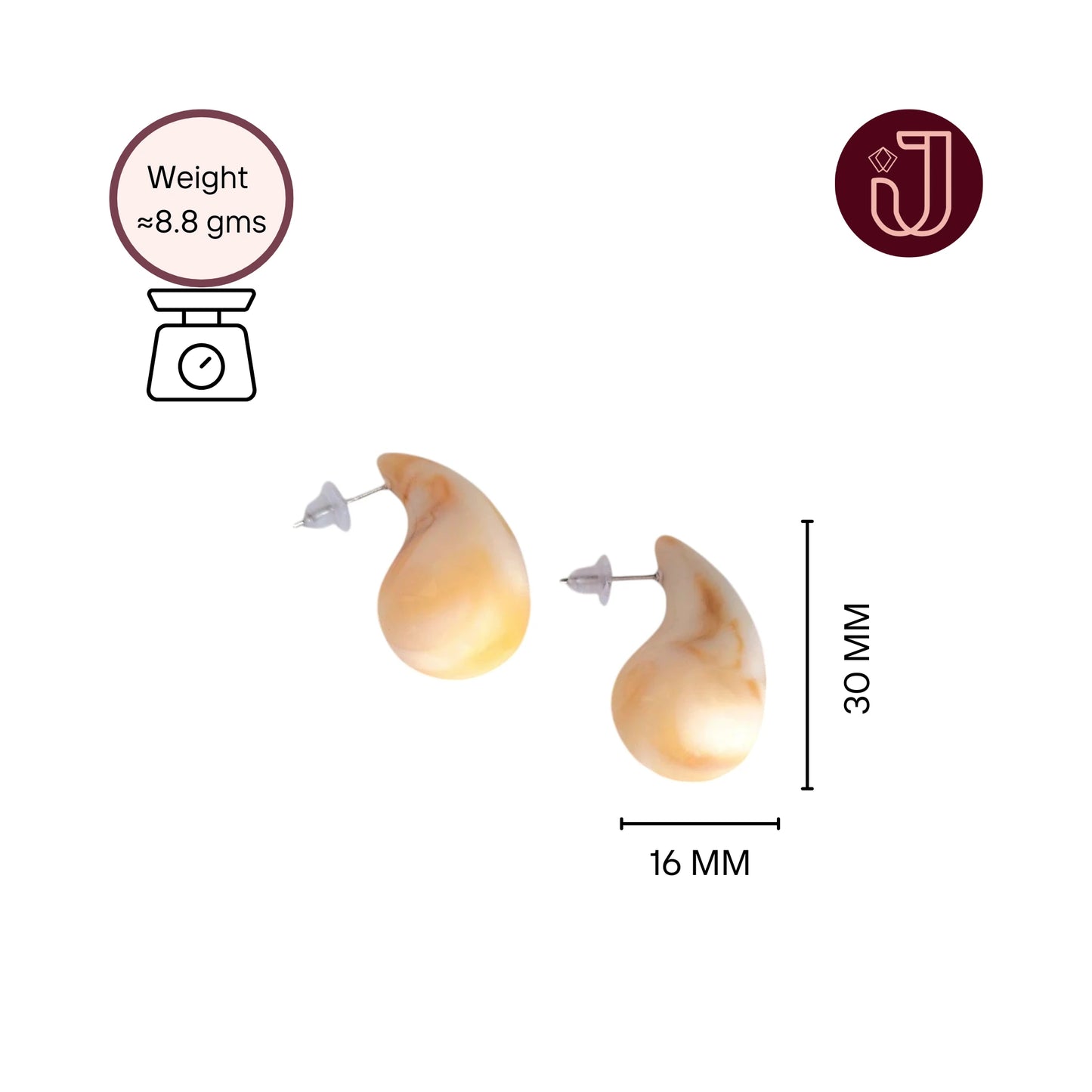 Beige Teardrop Earrings