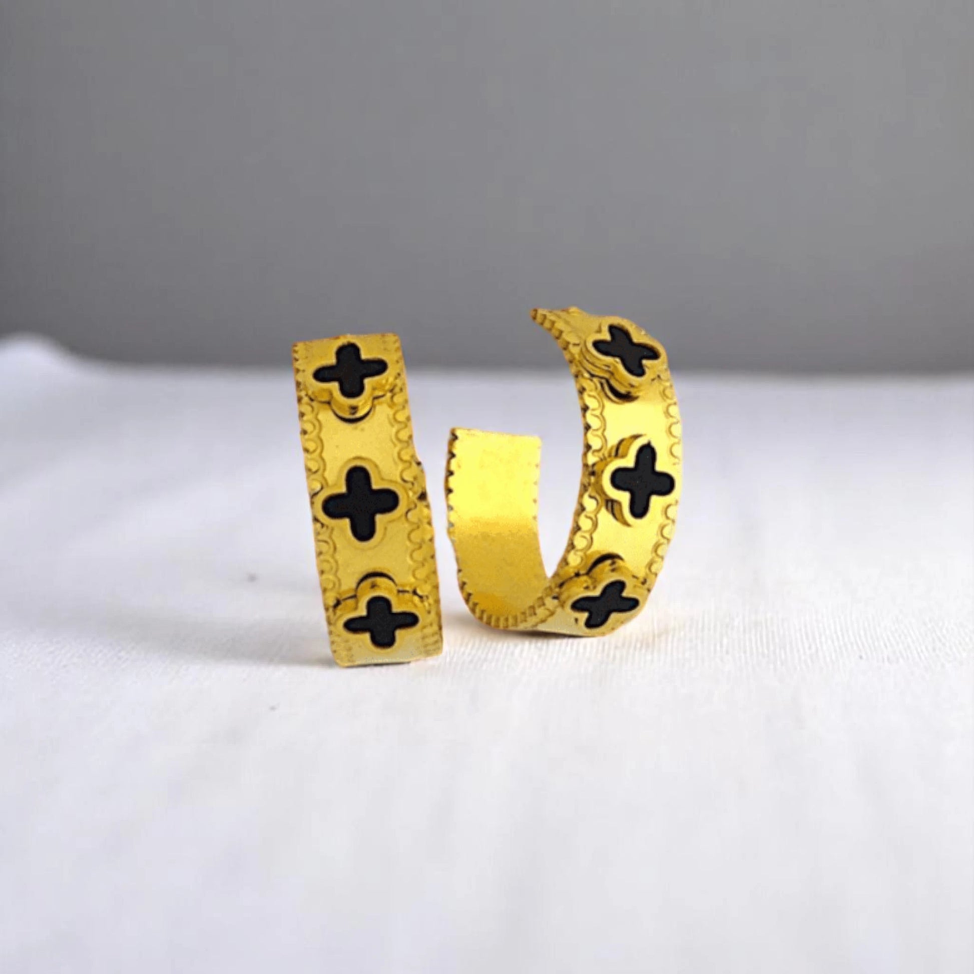 Black Clover Hoop Earrings