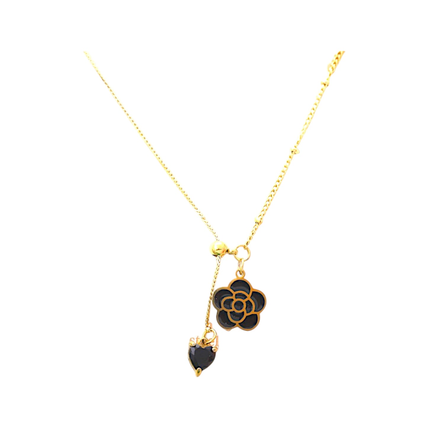 Black Flower Pendant Necklace