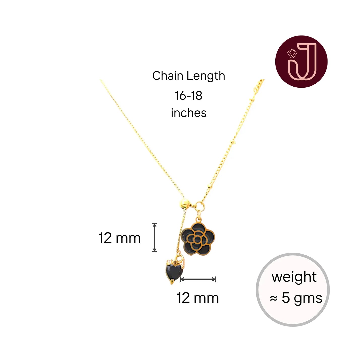 Black Flower Pendant Necklace