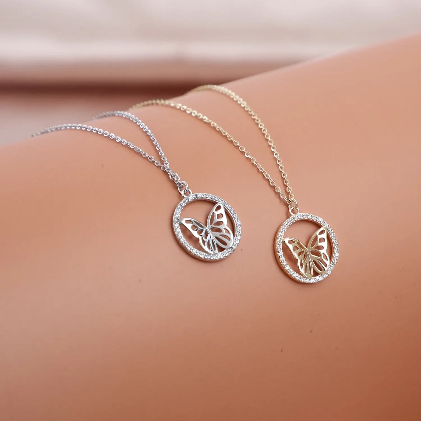 Butterfly Necklace with Crystals