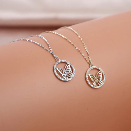 Butterfly Necklace with Crystals