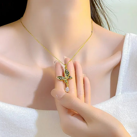 Butterfly Necklace with Cz Drop