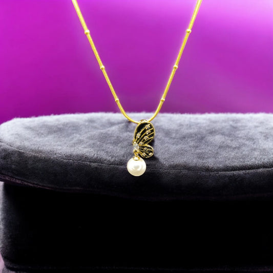 Butterfly Necklace with Pearl Drop