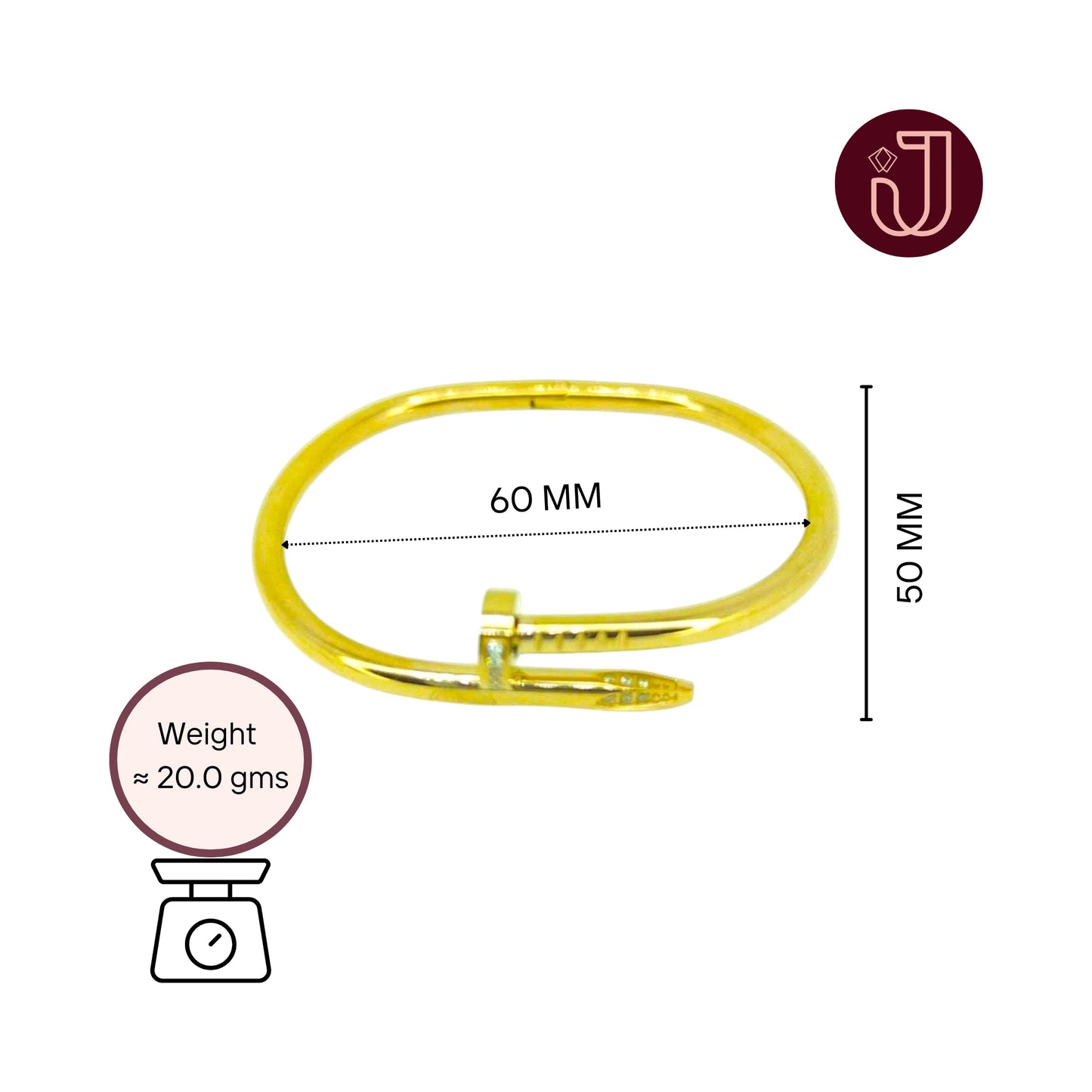 Bracelet with dimensions and weight details