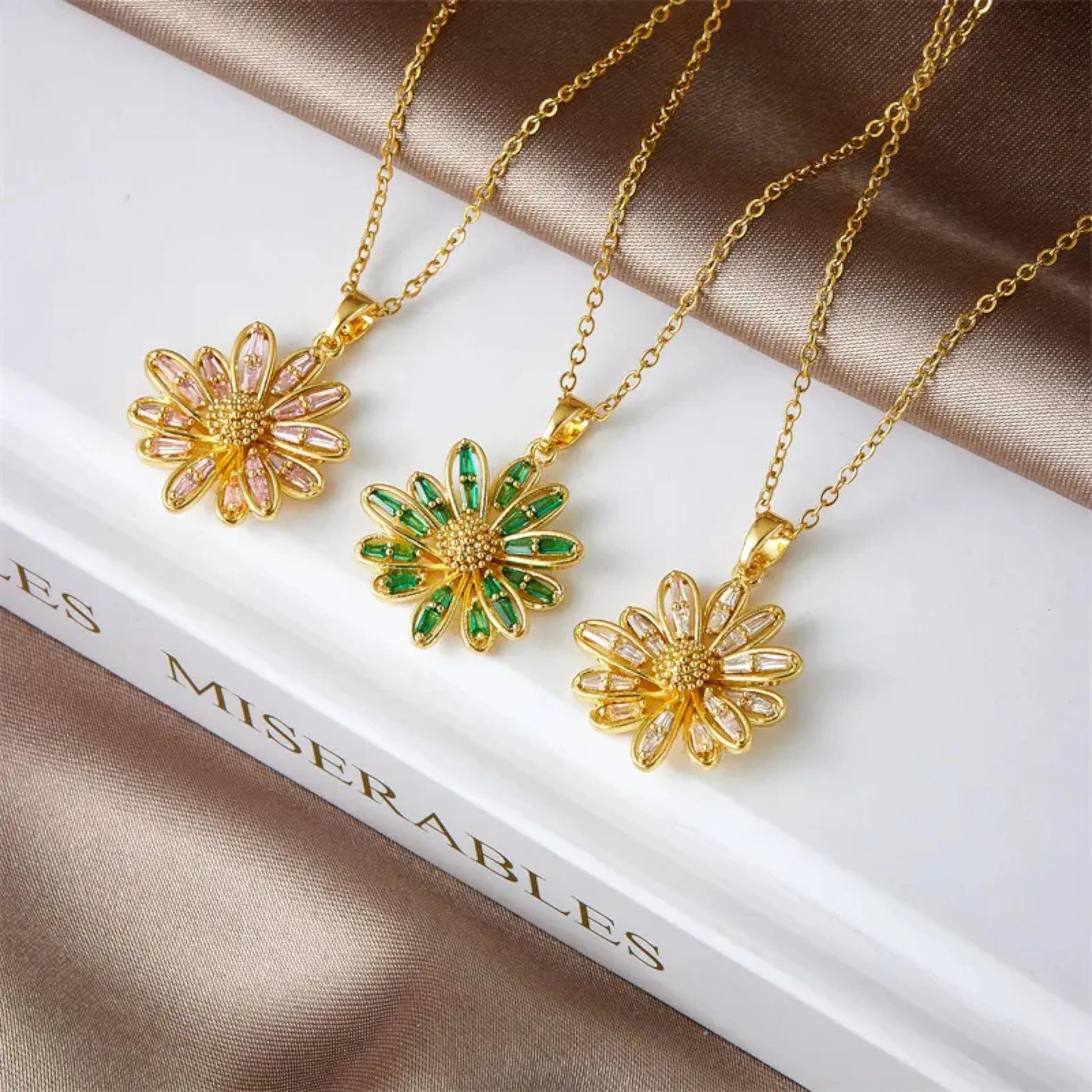 Crystal Flower Pendant Necklace