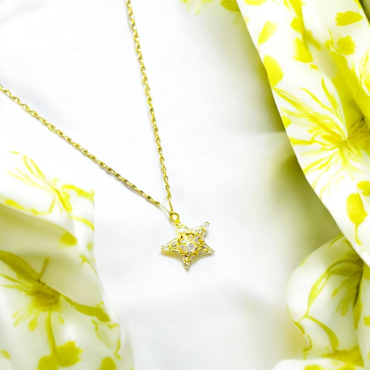 Crystal Star Necklace with CZ