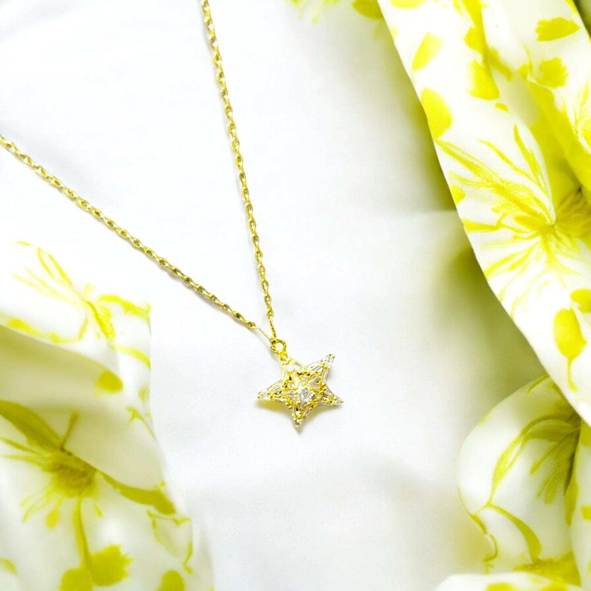 Crystal Star Necklace with CZ