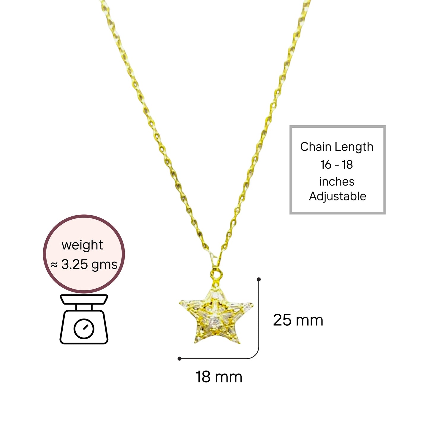 Crystal Star Necklace with CZ