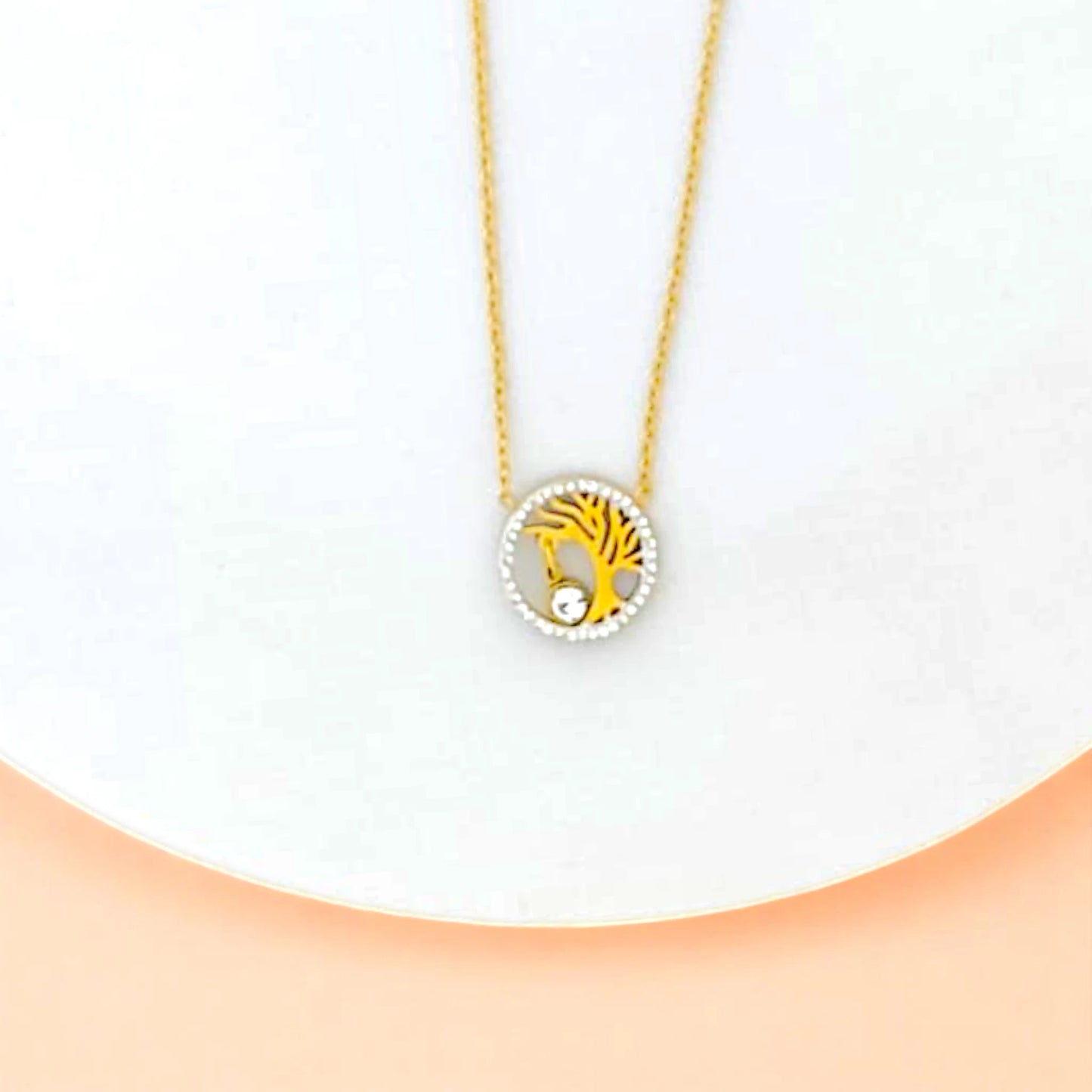 Crystal Tree Gold Necklace