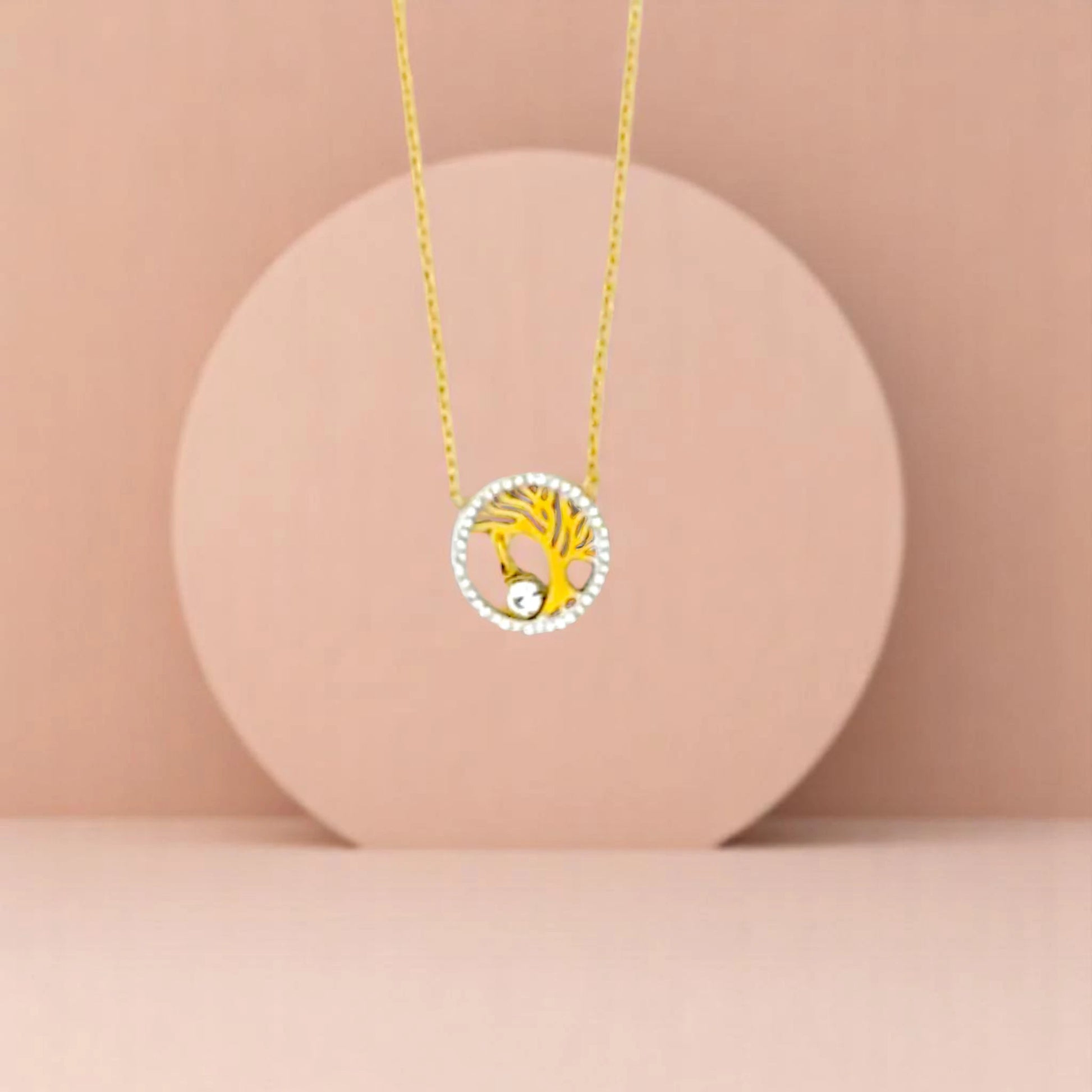 Crystal Tree Gold Necklace