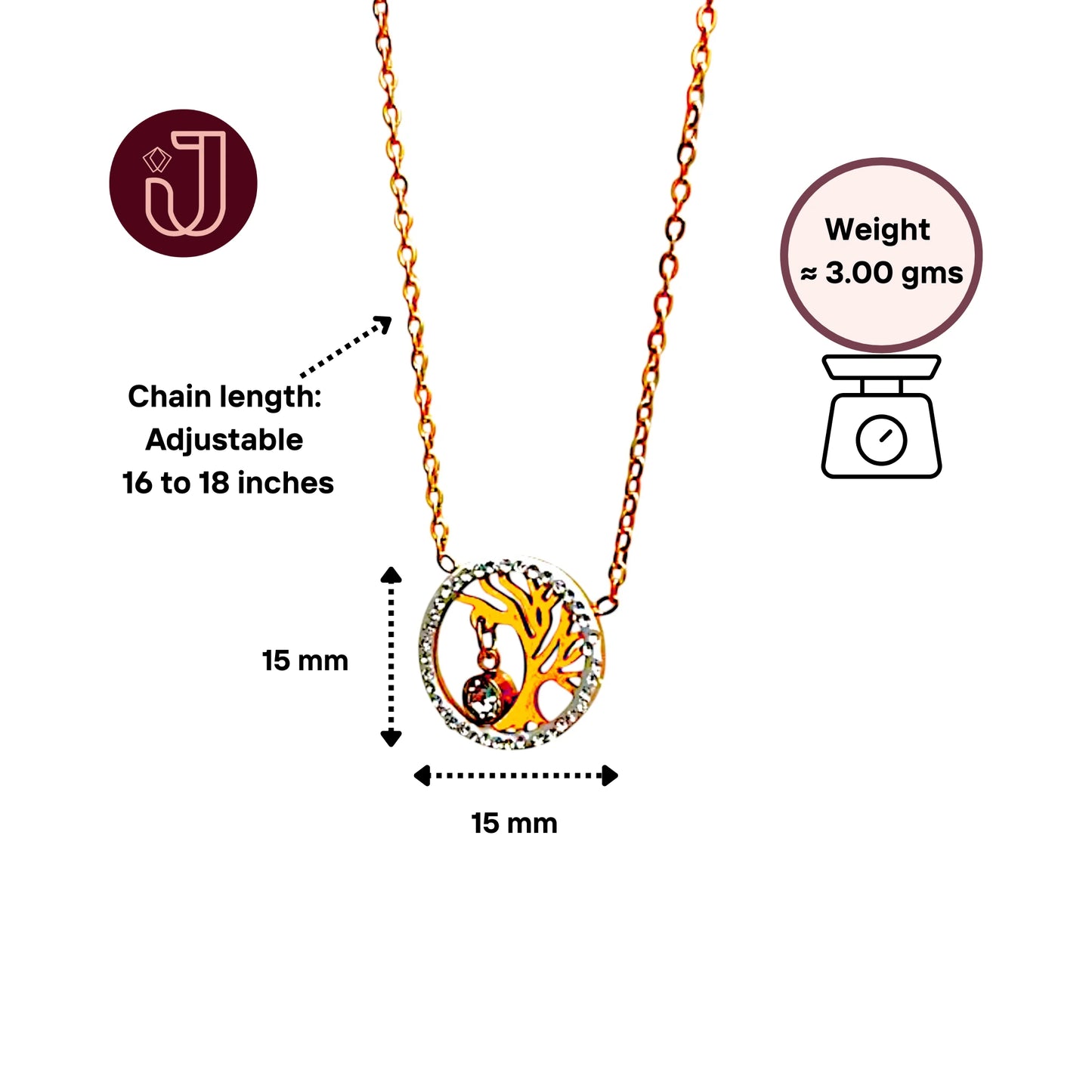 Crystal Tree Gold Necklace