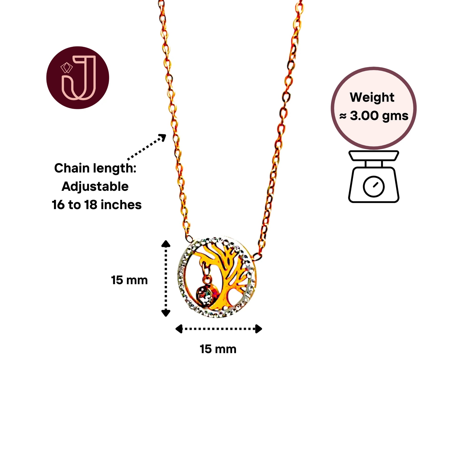 Crystal Tree Gold Necklace