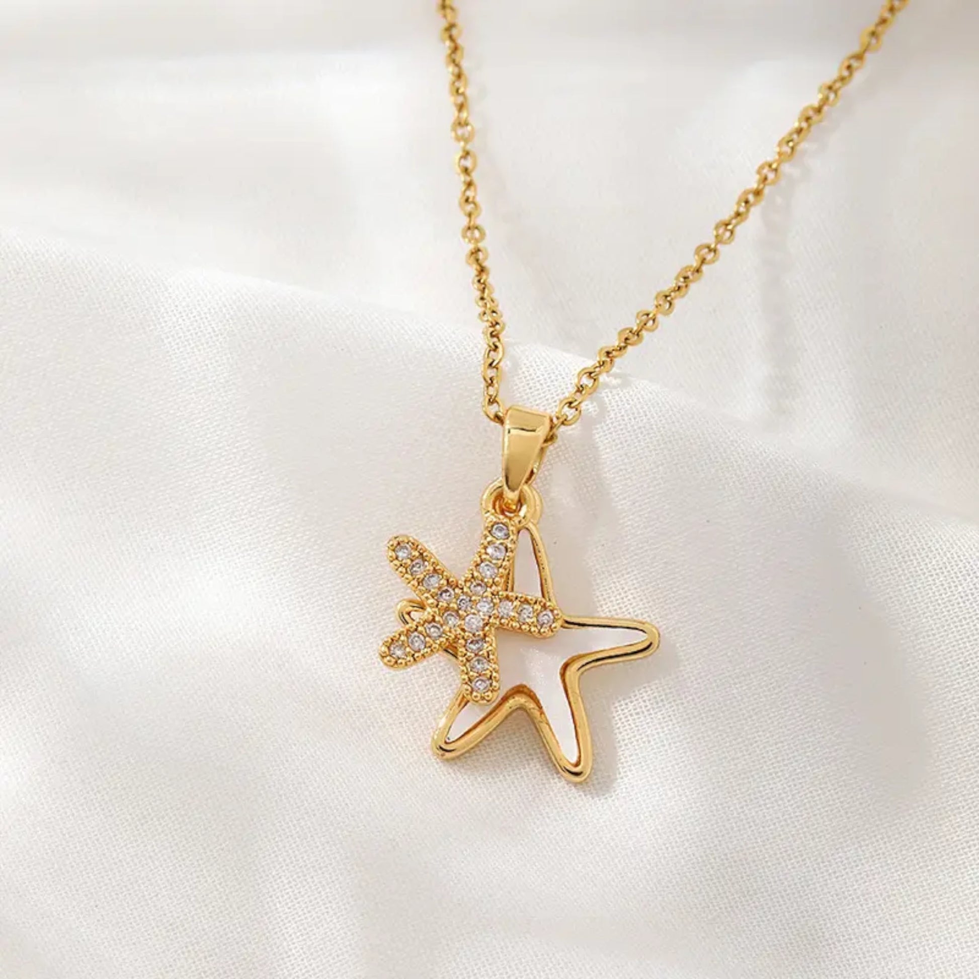 Dual Starfish Pendant Necklace