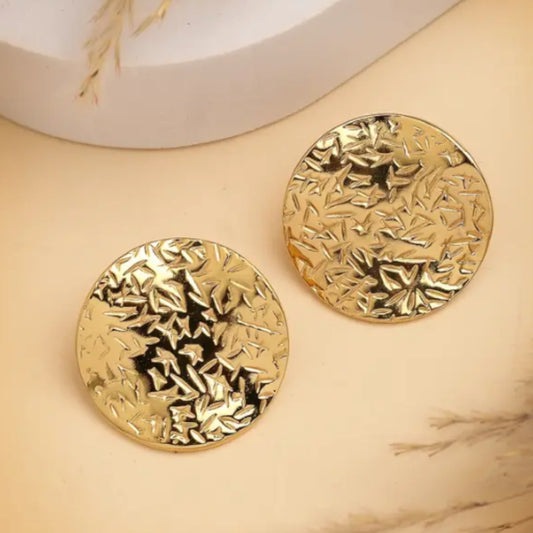 Embossed Round Stud Earrings