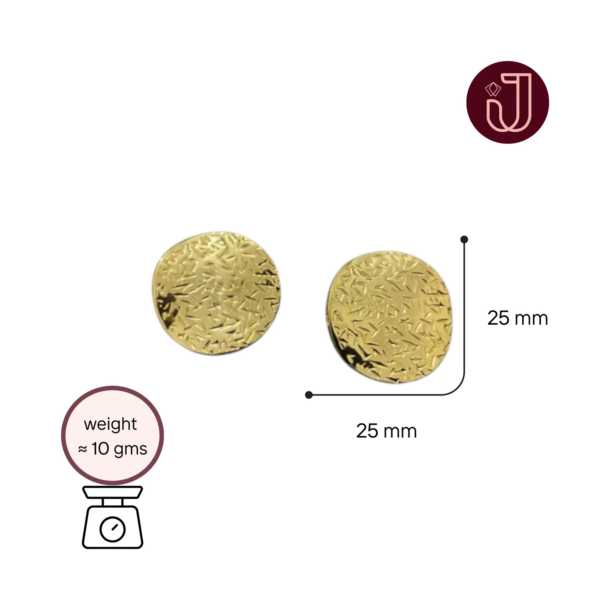 Embossed Round Stud Earrings