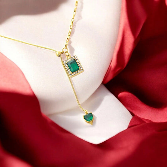 Emerald Stone Crystal Necklace