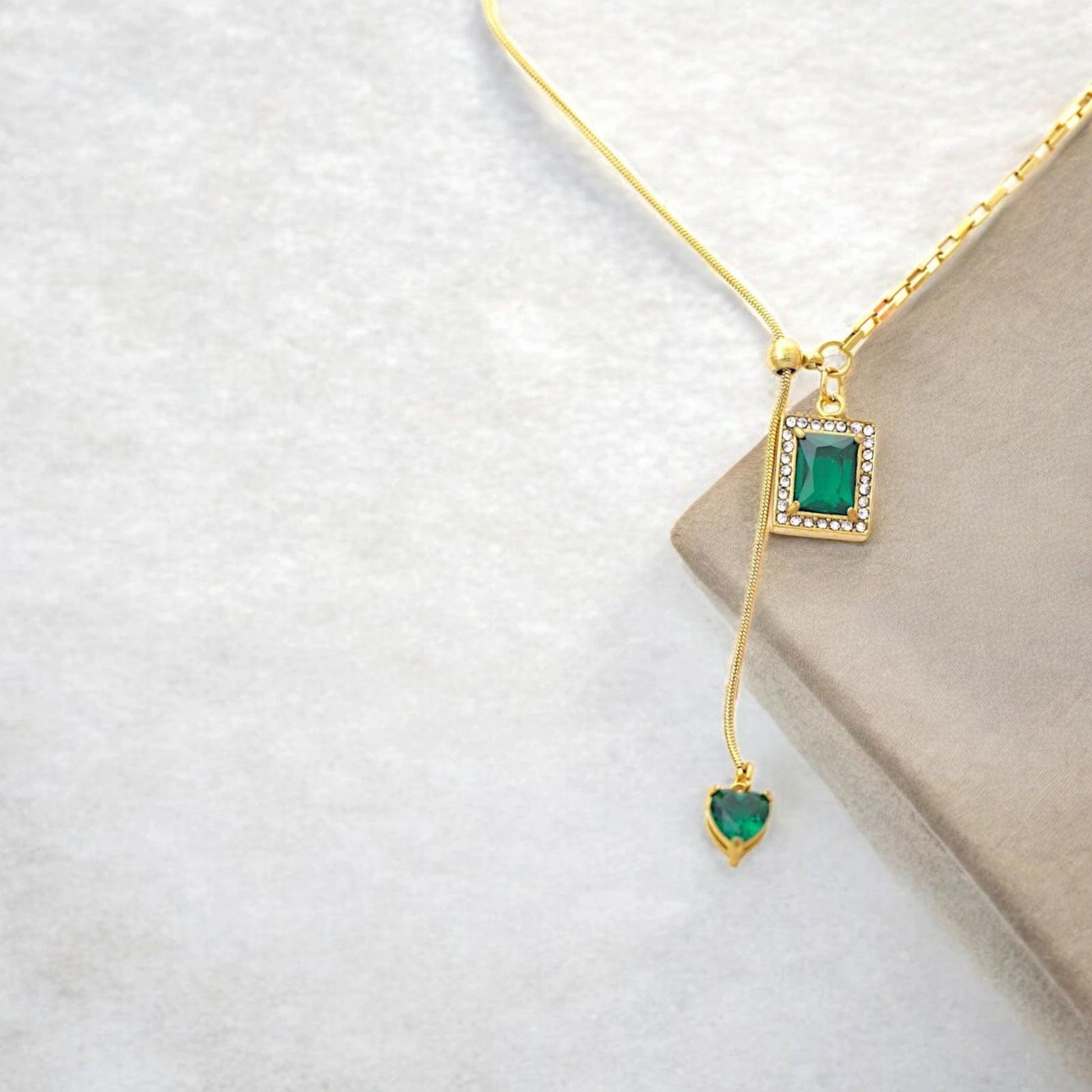 Emerald Stone Crystal Necklace