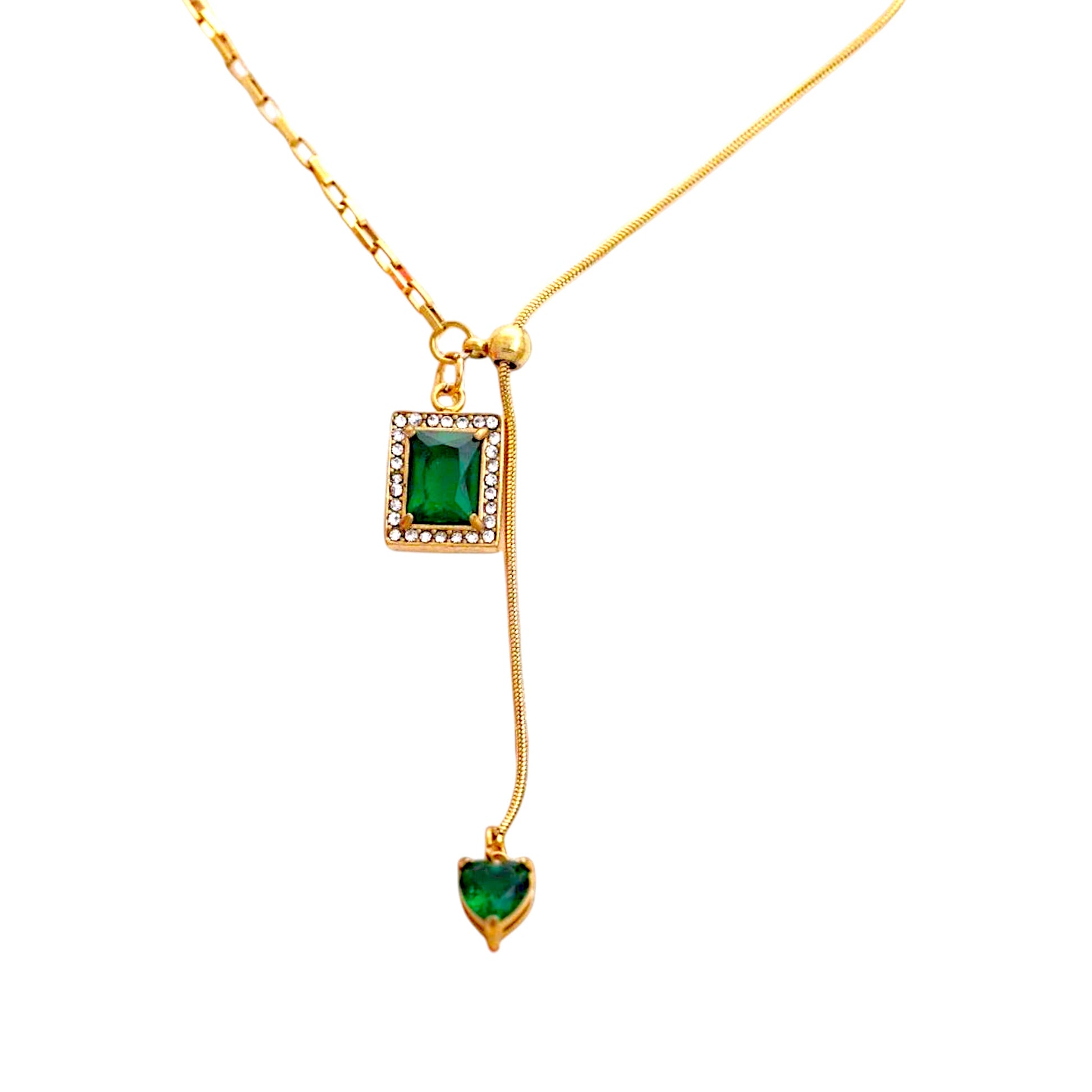 Emerald Stone Crystal Necklace
