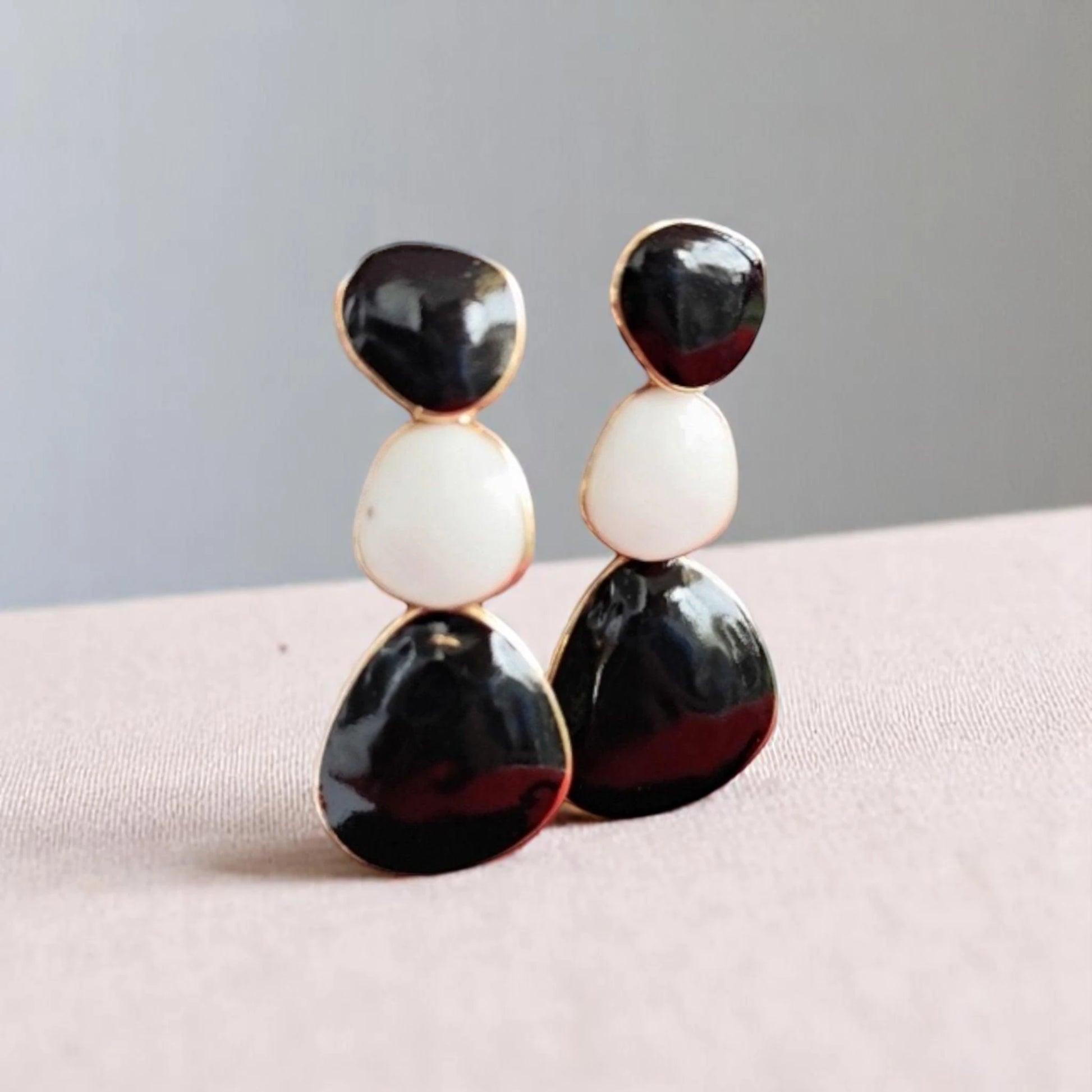 Enamel Dangle Earrings BW