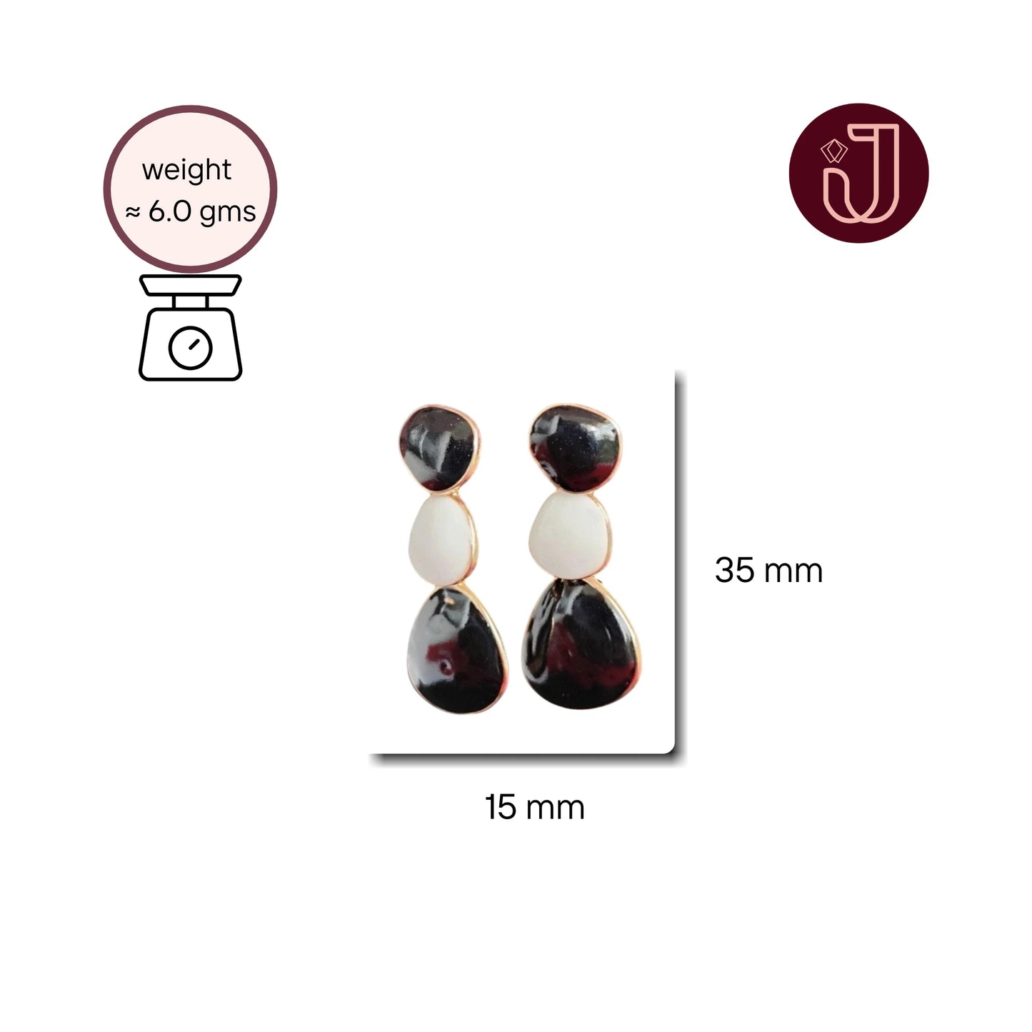 Enamel Dangle Earrings BW