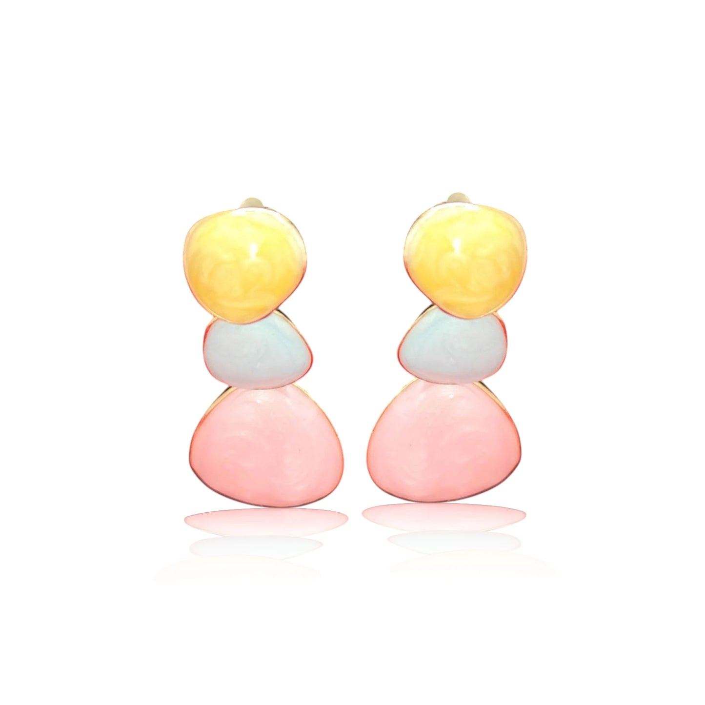 Enamel Dangle Earrings YGP displayed on a White Background.