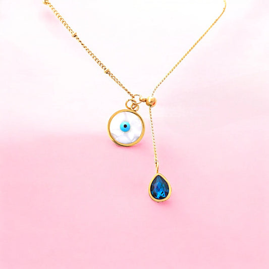 Evil Eye Sapphire Drop Necklace