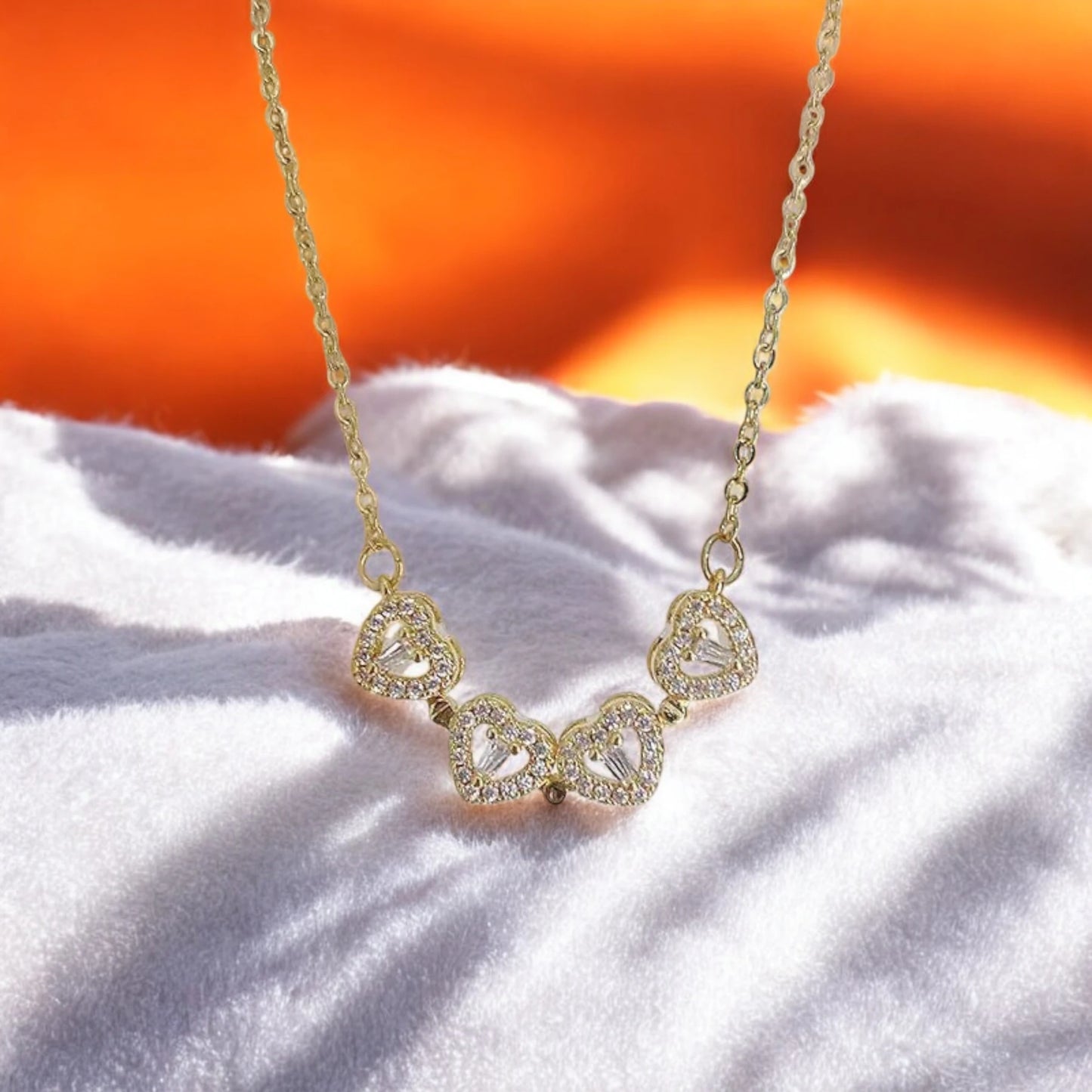 Four Heart Crystal Necklace