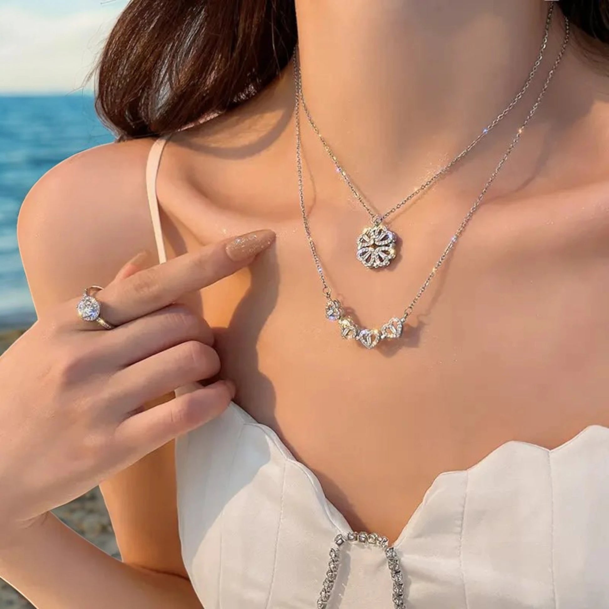 Four Heart Crystal Necklace