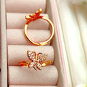 Rosy Glitter | Adjustable Butterfly Ring