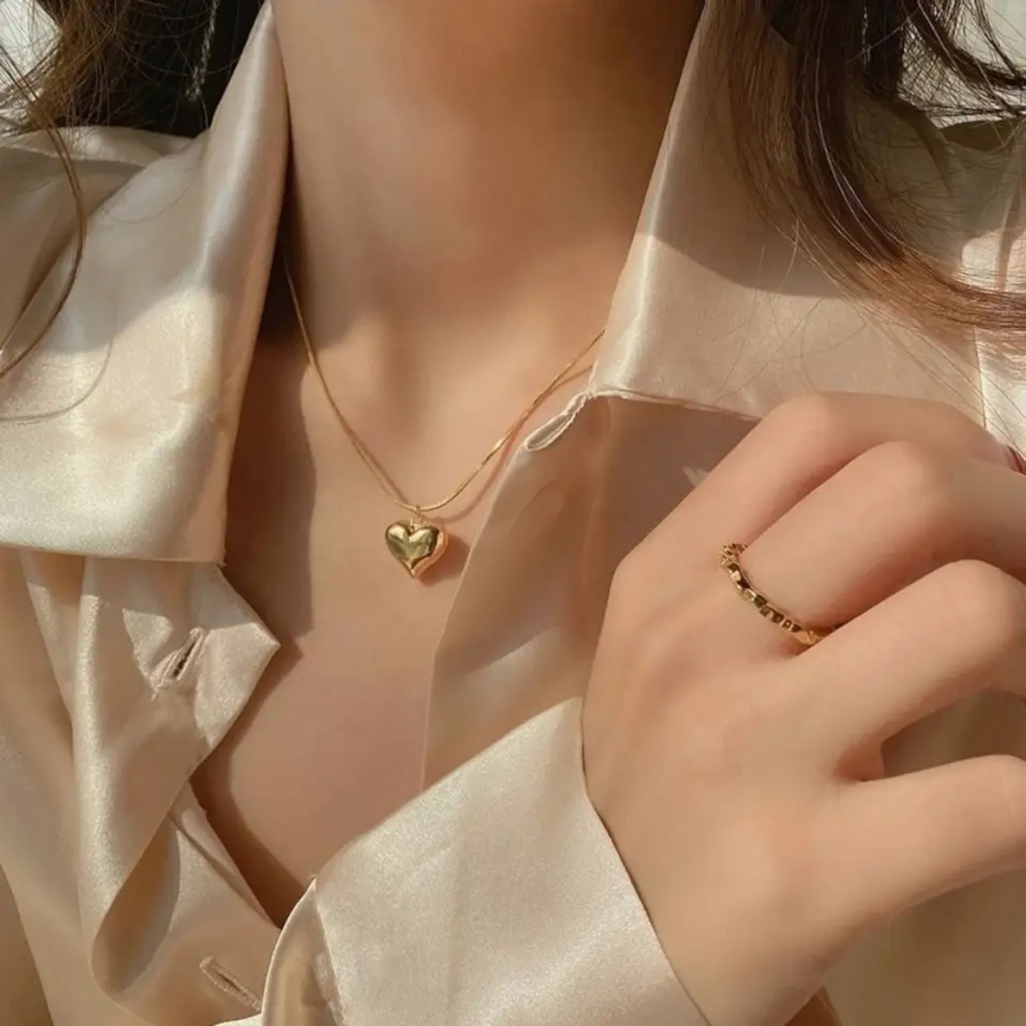 Gold Heart Crystal Necklace