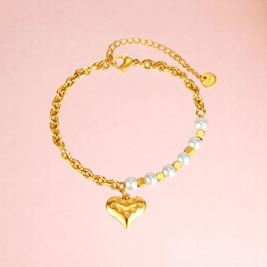 Bracelet on a color gradient of peach tones background.