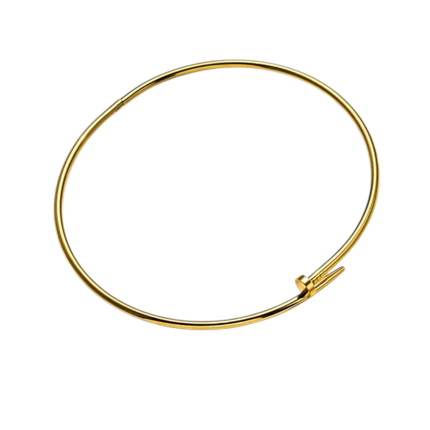 Gold Nail Choker Necklace displayed on a White Background.
