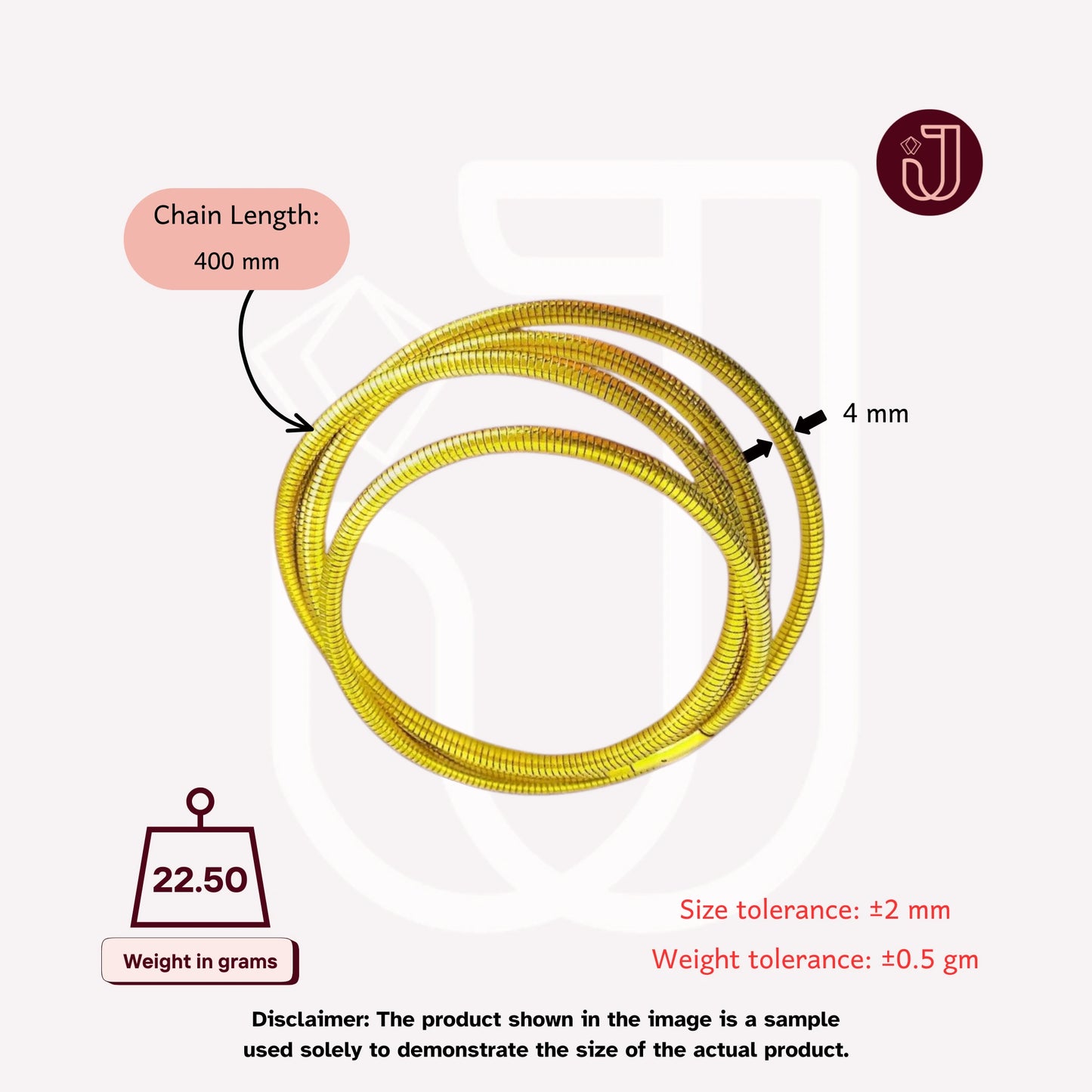 Bracelet with dimensions and weight details.