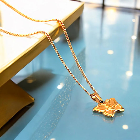 Golden Butterfly Pendant Necklace
