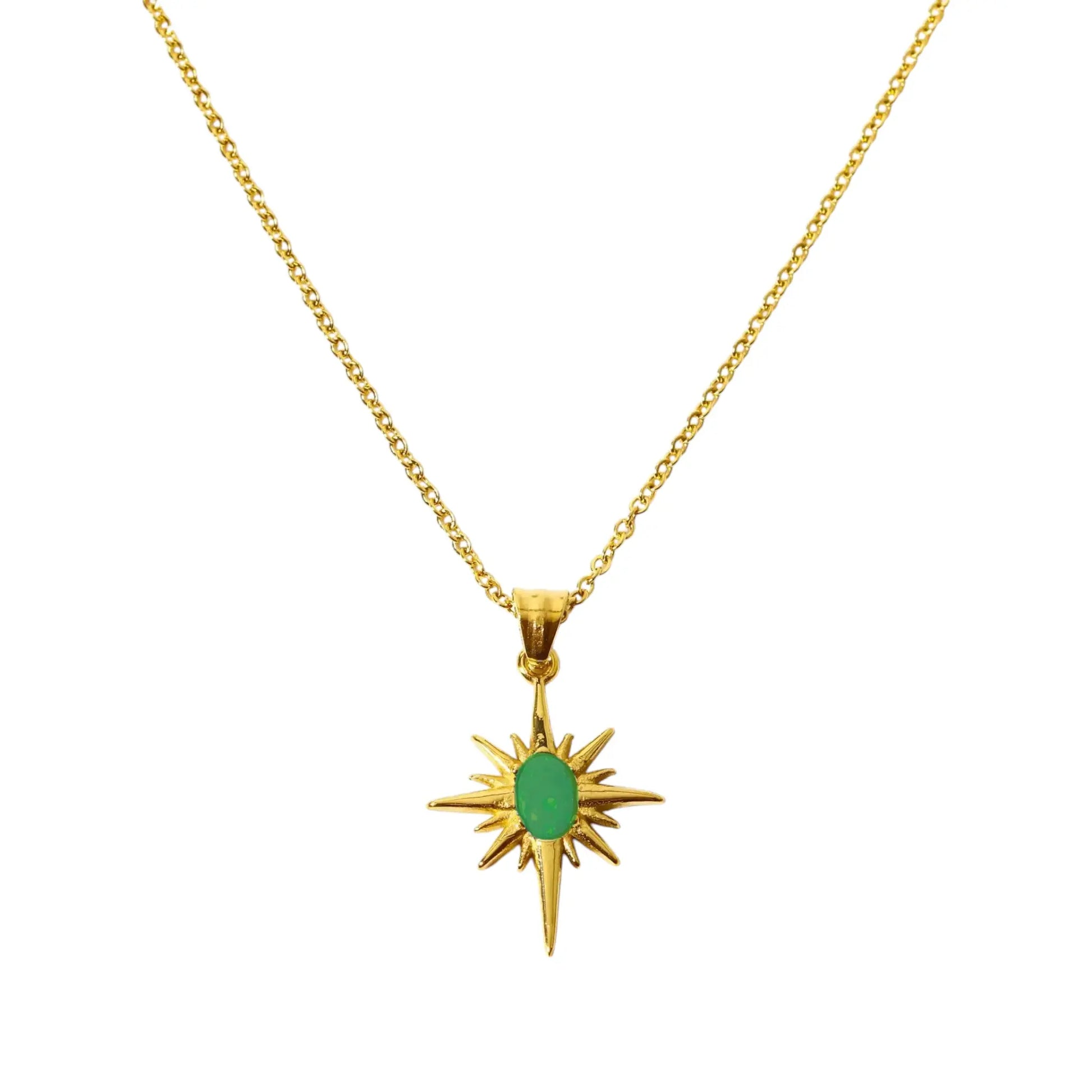 Green Stone Sunburst Necklace