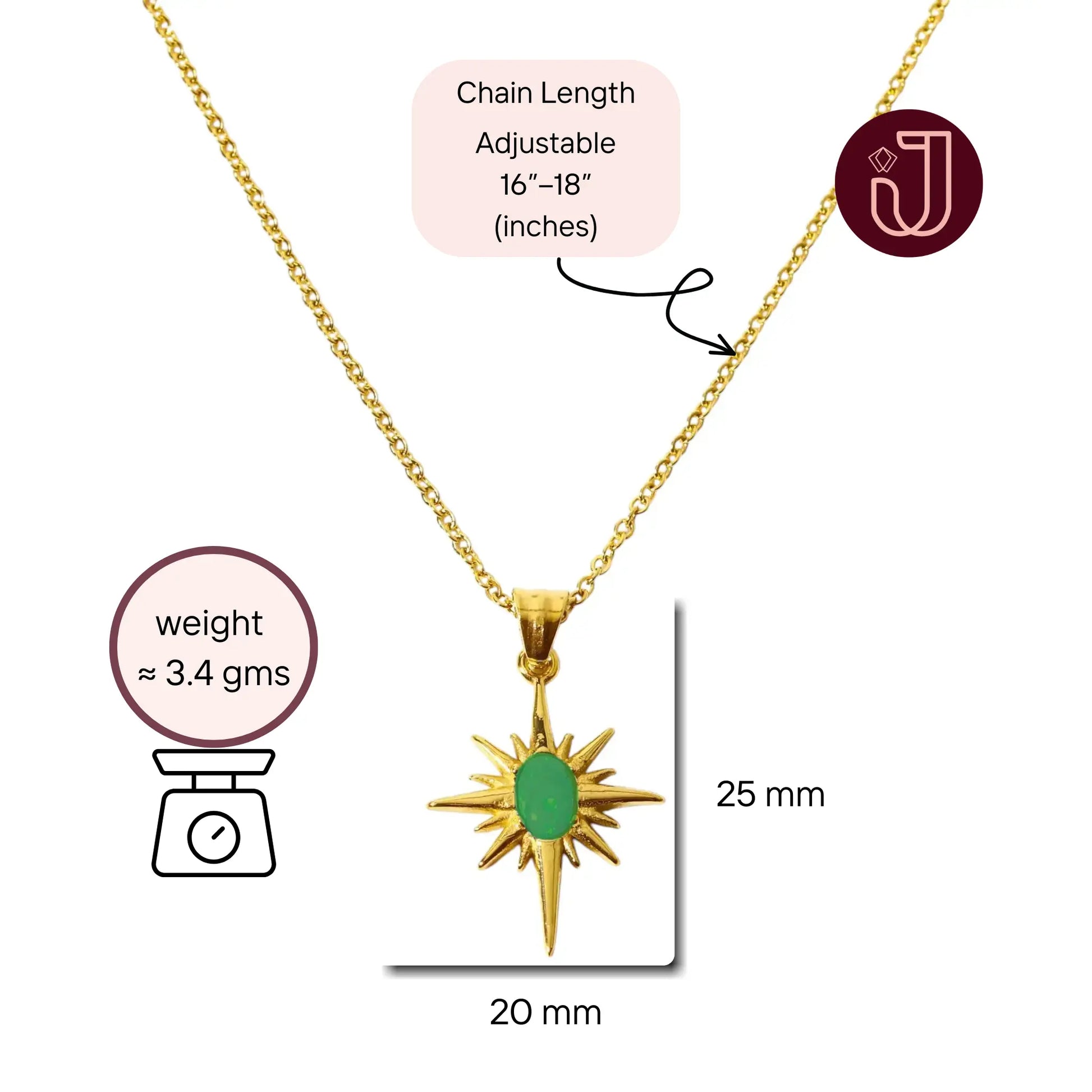 Green Stone Sunburst Necklace