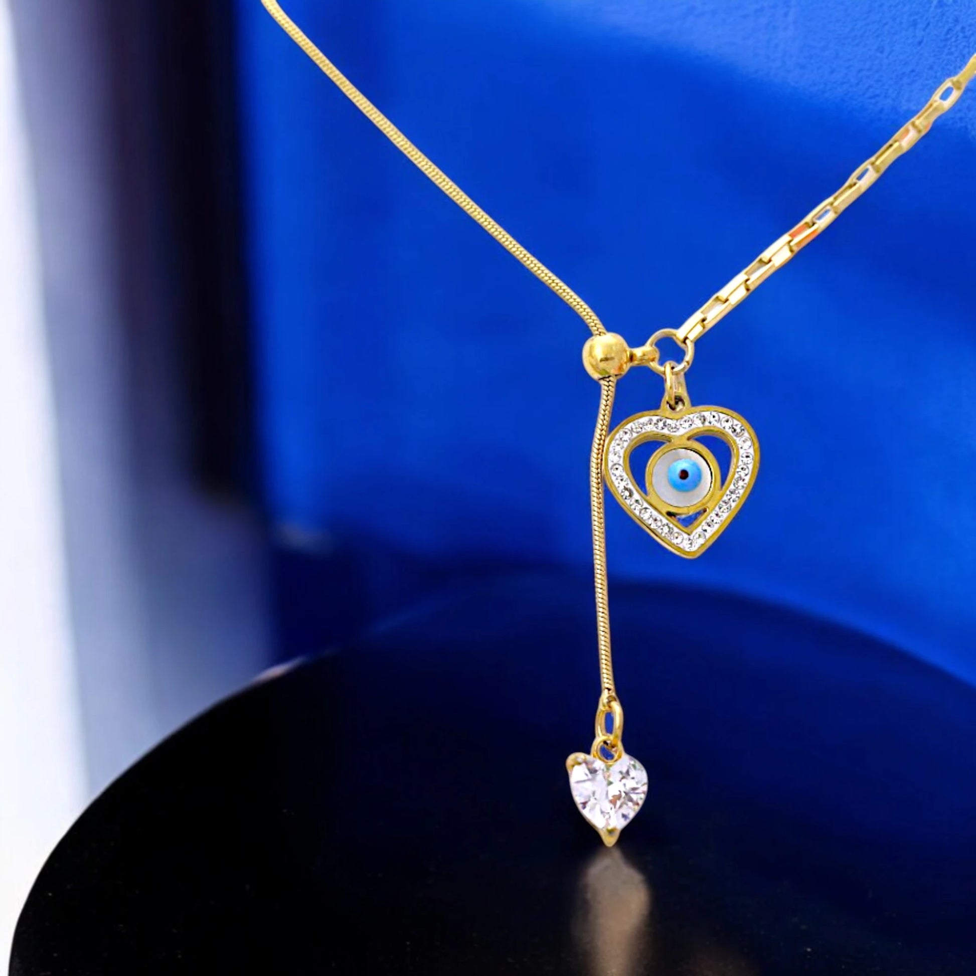 Heart Evil Eye Crystal Necklace