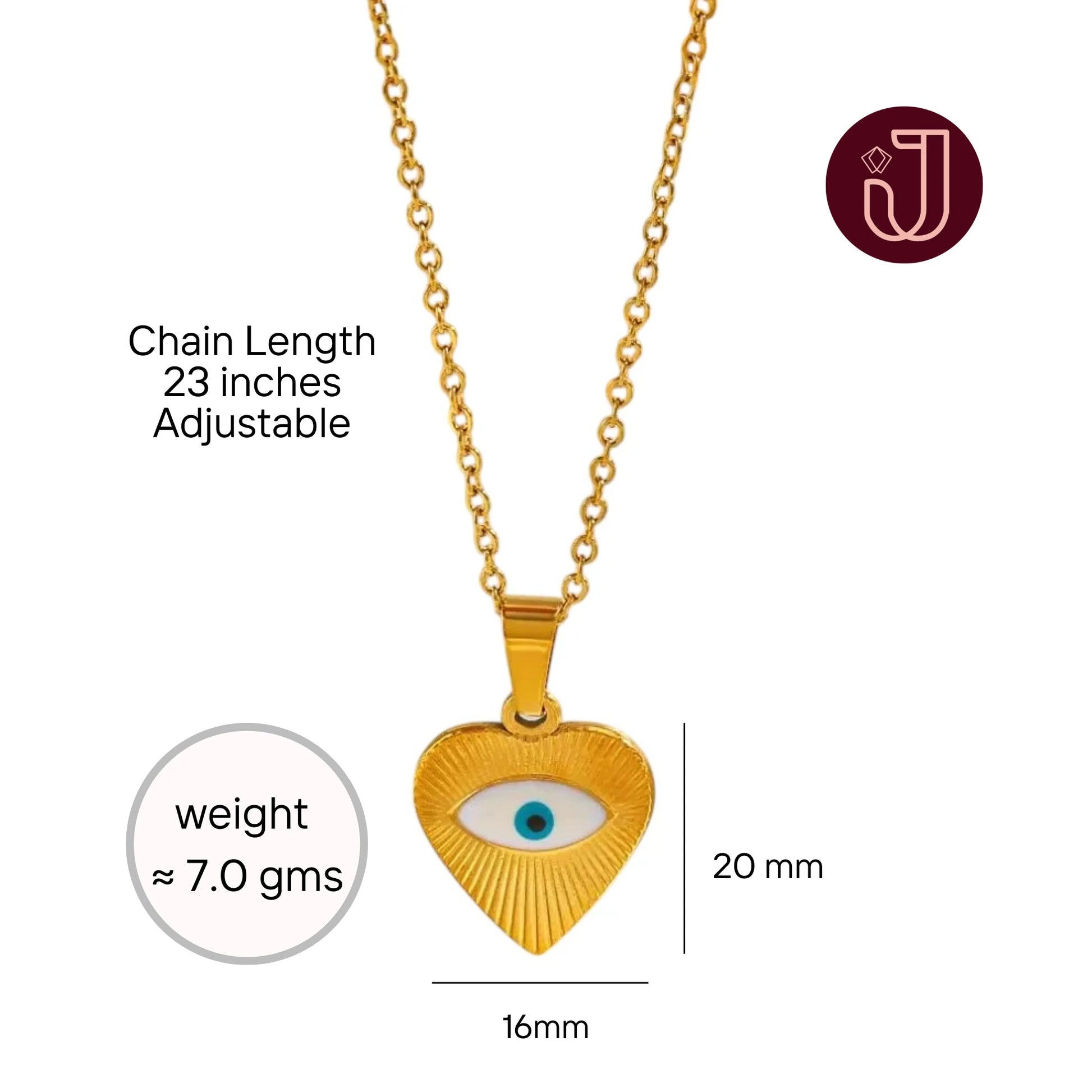 Heart Evil Eye Lariat Necklace