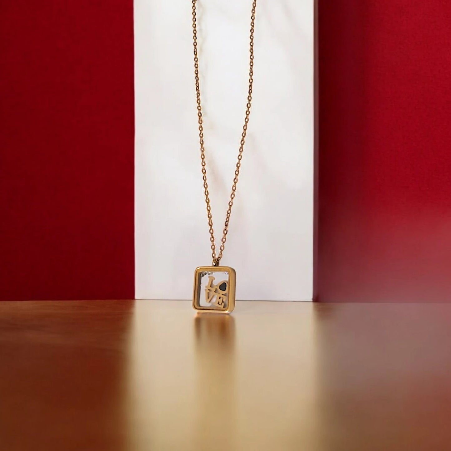 Love Square Pendant Necklace