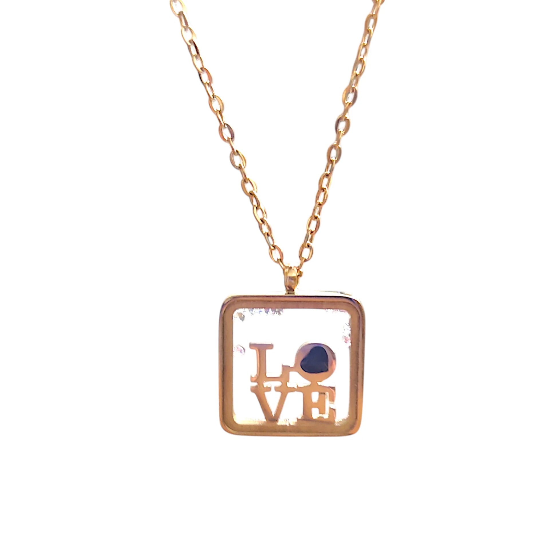 Love Square Pendant Necklace