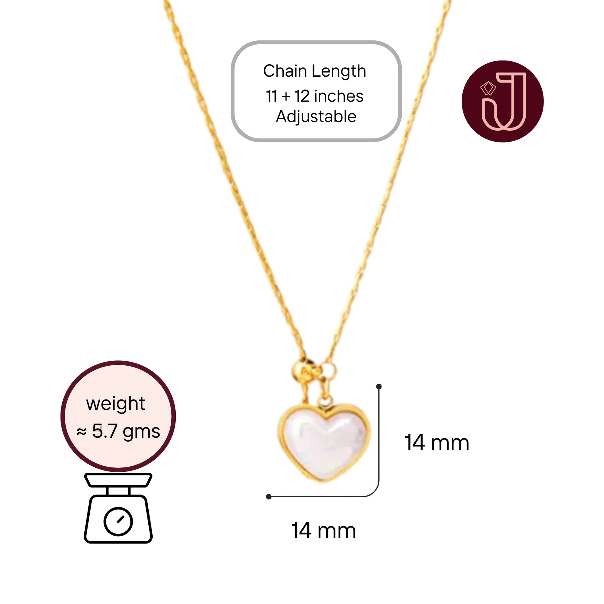 Opal White Heart Necklace