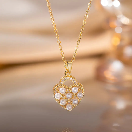 Pearl Embellished Heart Necklace