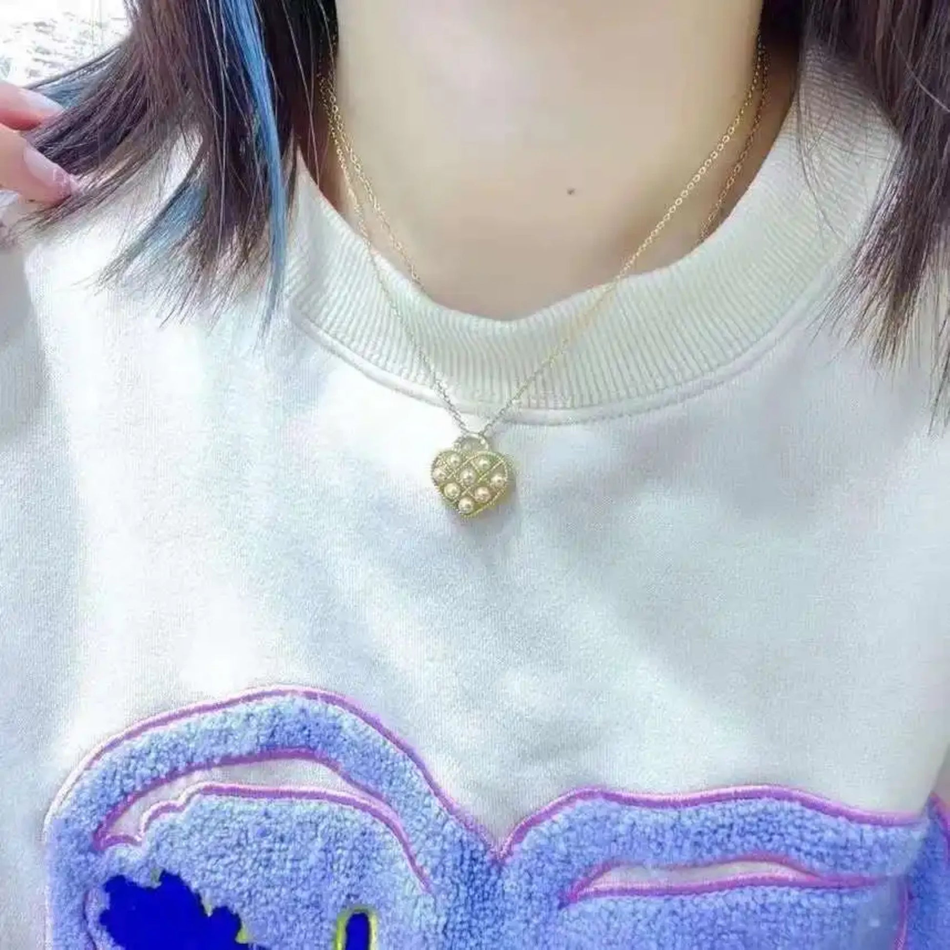 Pearl Embellished Heart Necklace