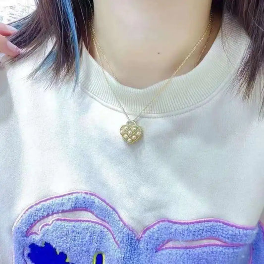 Pearl Embellished Heart Necklace