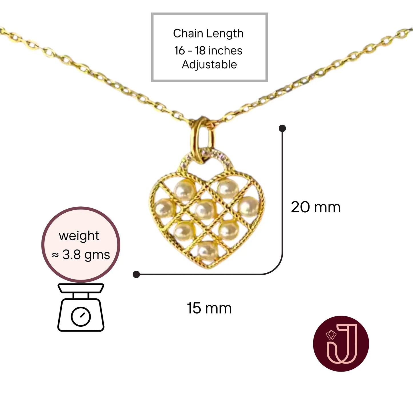 Pearl Embellished Heart Necklace